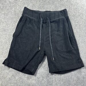 Blue & Cream Terry Cloth Shorts Mens Small Black Drawstring Resort Made in NYC